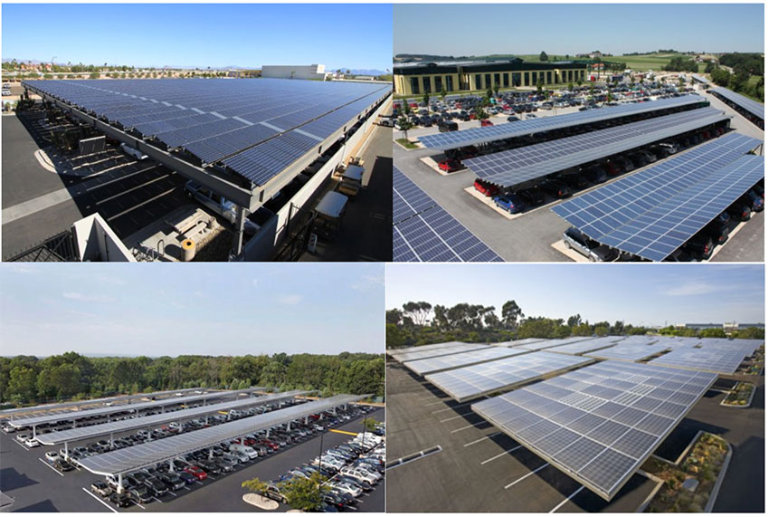 Parking lots integrated with solar power