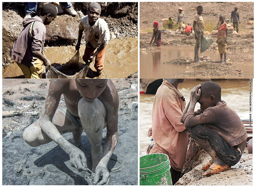 Children mining for lithium, cobalt and rare earth metals