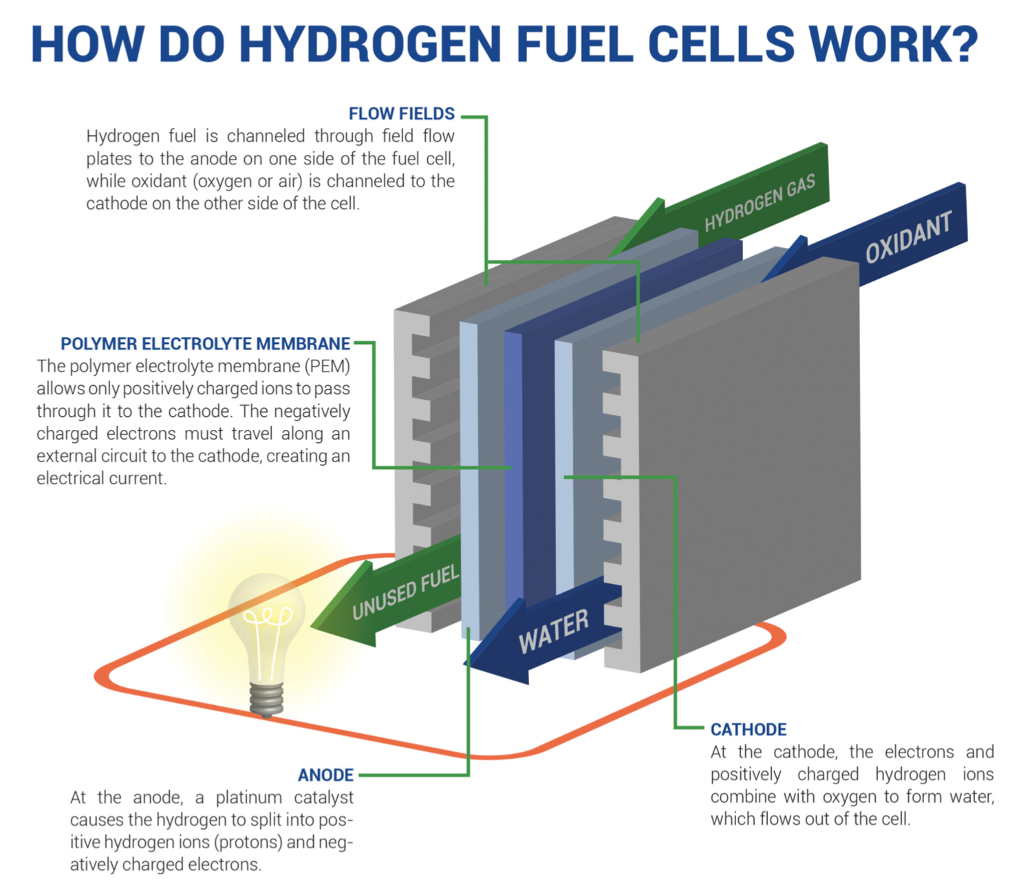 Diagram of hydrogen fuel cell