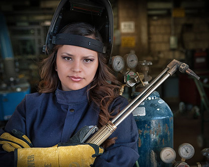 Female welder