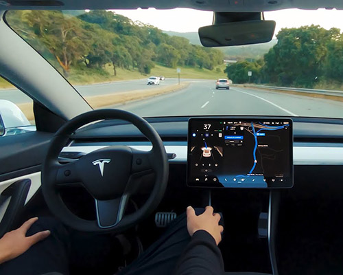 Interface for Tesla's self-driving autopilot mode